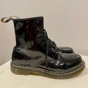 Womens Dr. Martens 1460 8-Eye Patent Boots — Black Patent